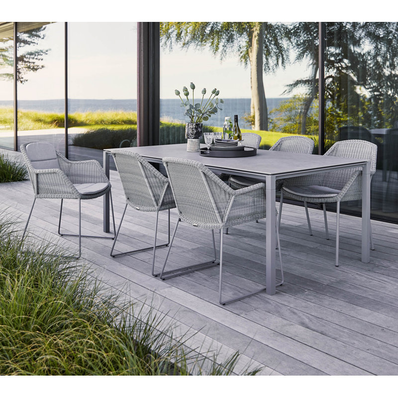 Pure Outdoor Dining Table, Nero Black, 28.8" H x 110.3" W x 39.4" D, Light Gray