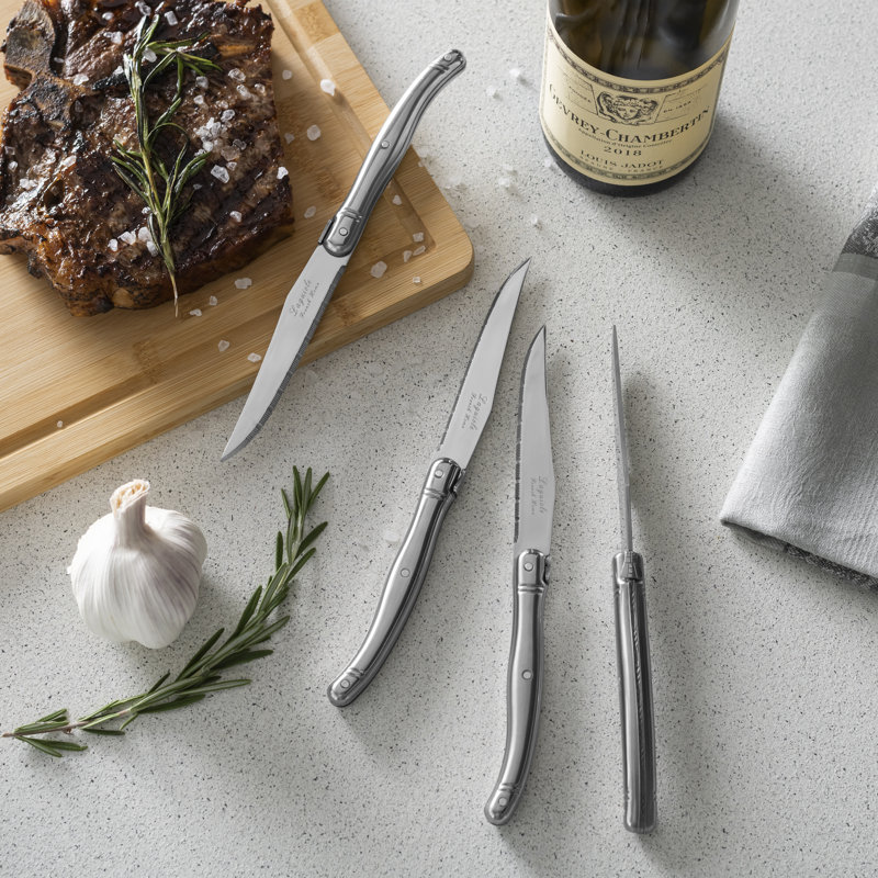Ensemble de 4 couteaux à steak French Home Laguiole Connoisseur avec poignées en acier inoxydable
