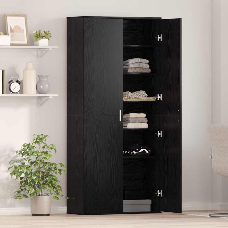 Highboard 80 X 35 X 180 Cm Engineered Wood, Black Oak