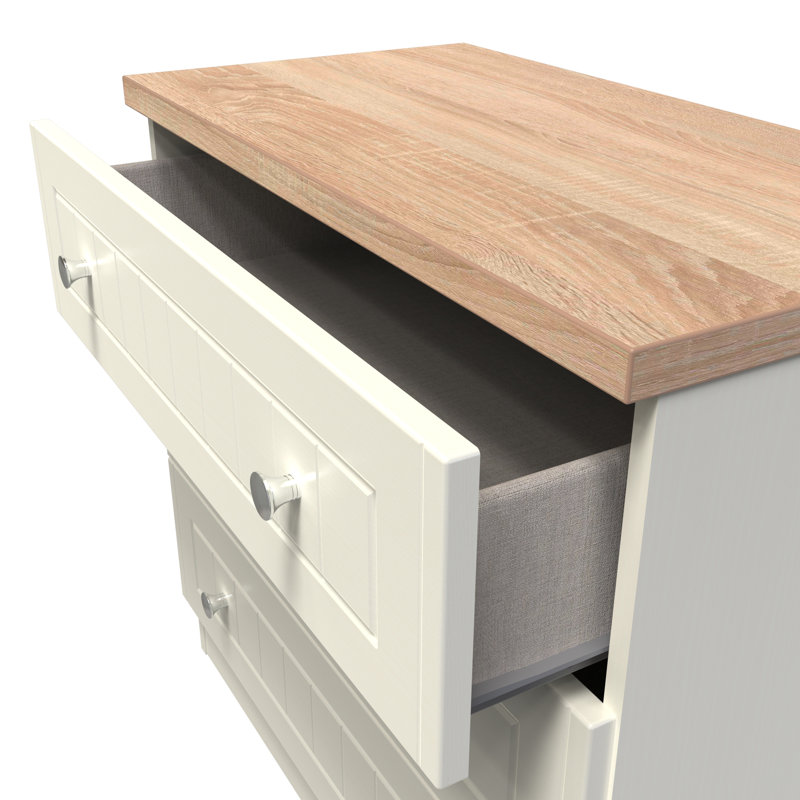 Fully Assembled Mitsuwa 3 - Drawer Chest of Drawers, Cream Ash/Oak