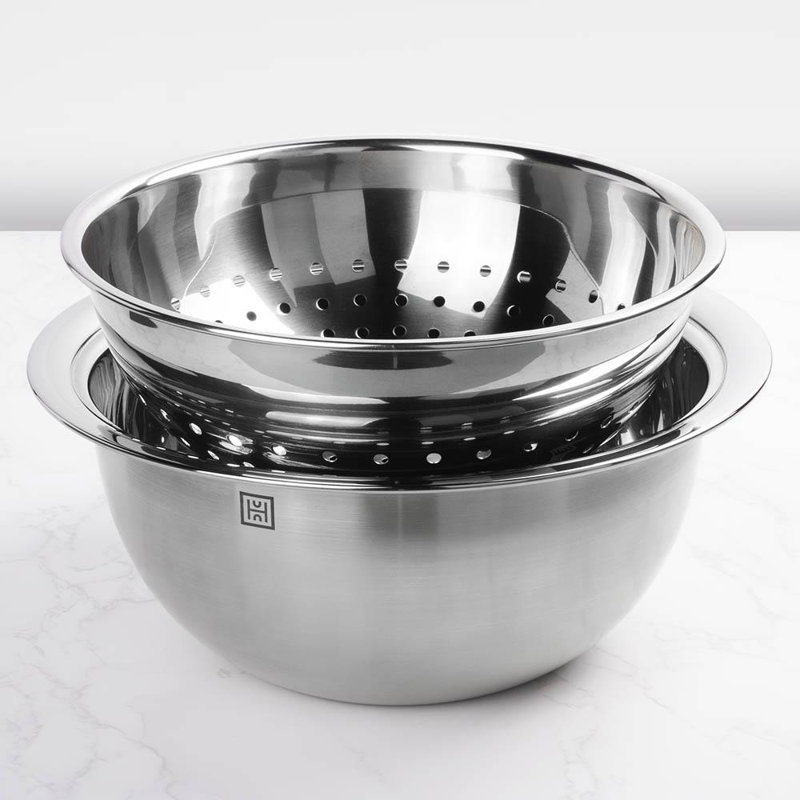 Ensemble de 2 cuves de mélange en acier inoxydable huche cuisine 2 pièces