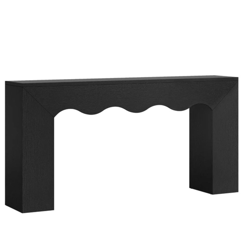 Wavy Edge Style Sofa Table,Console Table,Entryway Table, Black