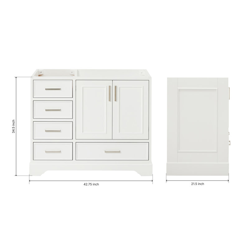 Stafford 42.75'' W Single Bathroom Vanity Base, White