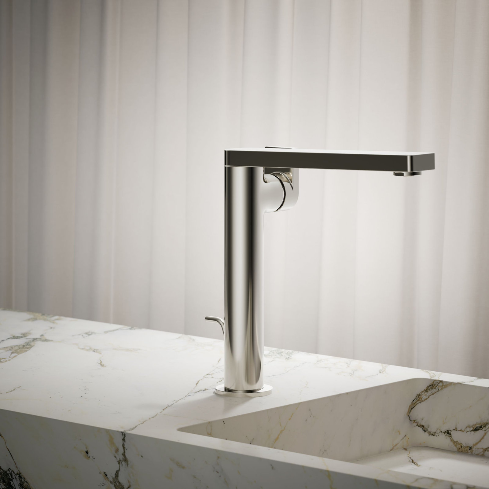 Composed Single-Hole Bathroom Faucet with Drain, Vibrant Polished Nickel