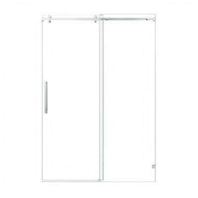 Porte de douche fixe et coulissante 60 po x 60 po, quincaillerie de tube carré, porte de douche en verre transparent, verre trempé de 3/8 po (10 mm), acier inoxydable, chrome