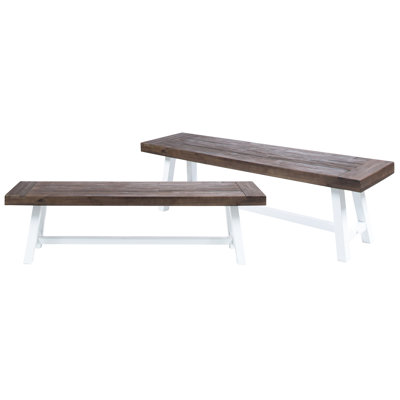 Outdoor Benches Of 2, Wood Made, Modern Industrial Flair, , Slat Panel Design, 63" W X 14.49" D 17.5" H 2 Benches, Made With Wood, Aesthetic, Weather-, Bench, 63.84" 17.83"