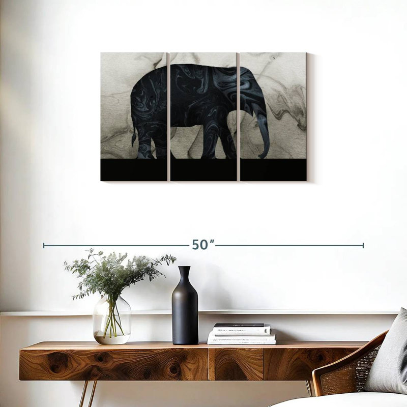 Silhouette abstraite d'éléphant, H 20 po x l 33 po