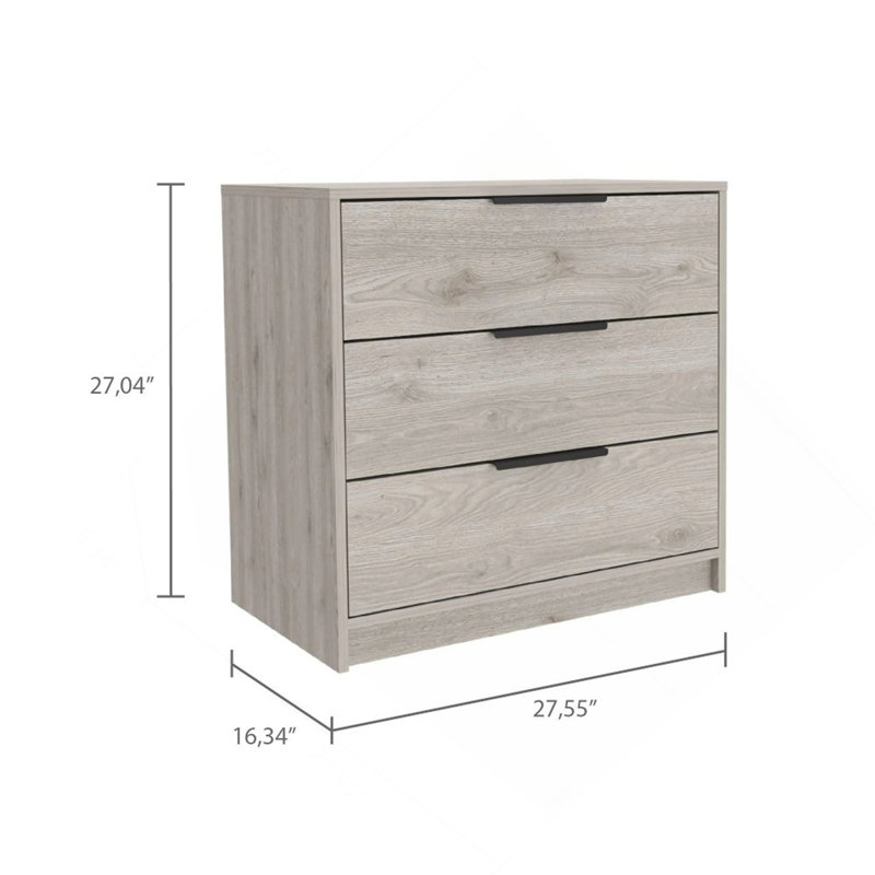 Commode rectangulaire 3 tiroirs Cannon - gris clair, Naturel