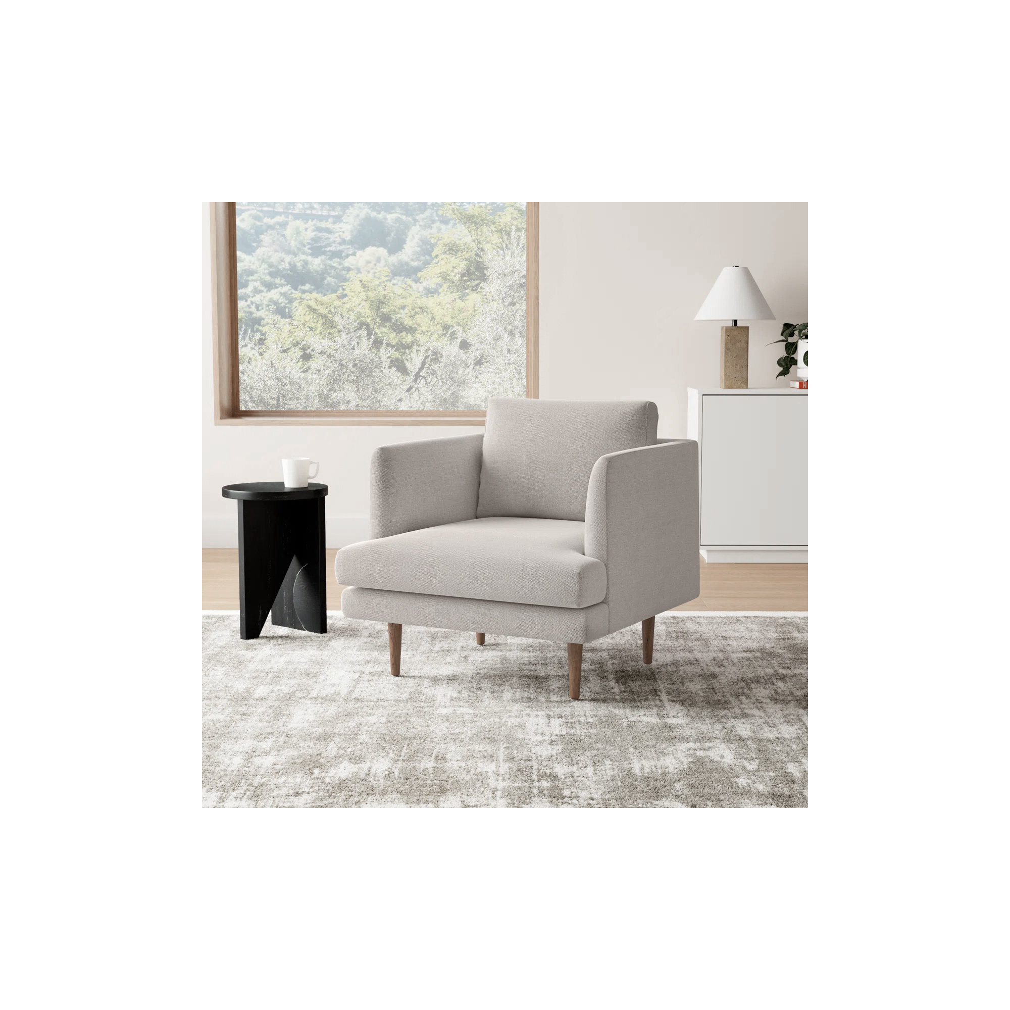 Miller Upholstered Armchair, Light Gray Linen Blend 