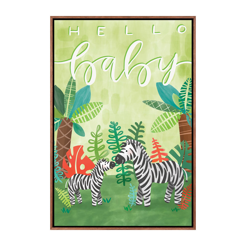 «Jovial Jungle II» par Richelle Garn - impression d'art graphique, H 26 po x l 18 po x 1,5 po, Toile avec cadre brun