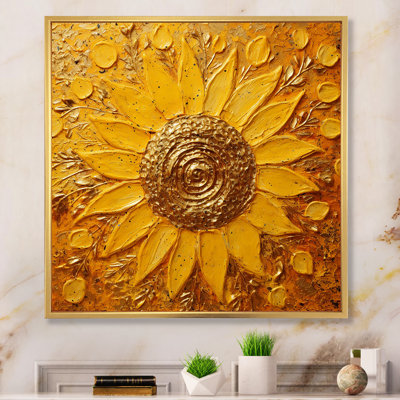 " Golden Radiant Sunflower Blooming Painting "
