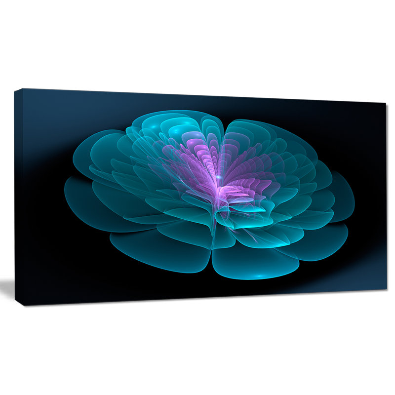 « abstract blue floral fractal background », impression sur toile tendue, H 28 x l 60 po x P 1 po