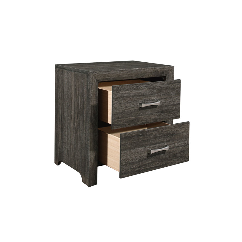 Ensemble de chambre avec lit plateforme 6 pièces, Simple, Espresso, 5 pièces : lit, table de chevet, commode, miroir