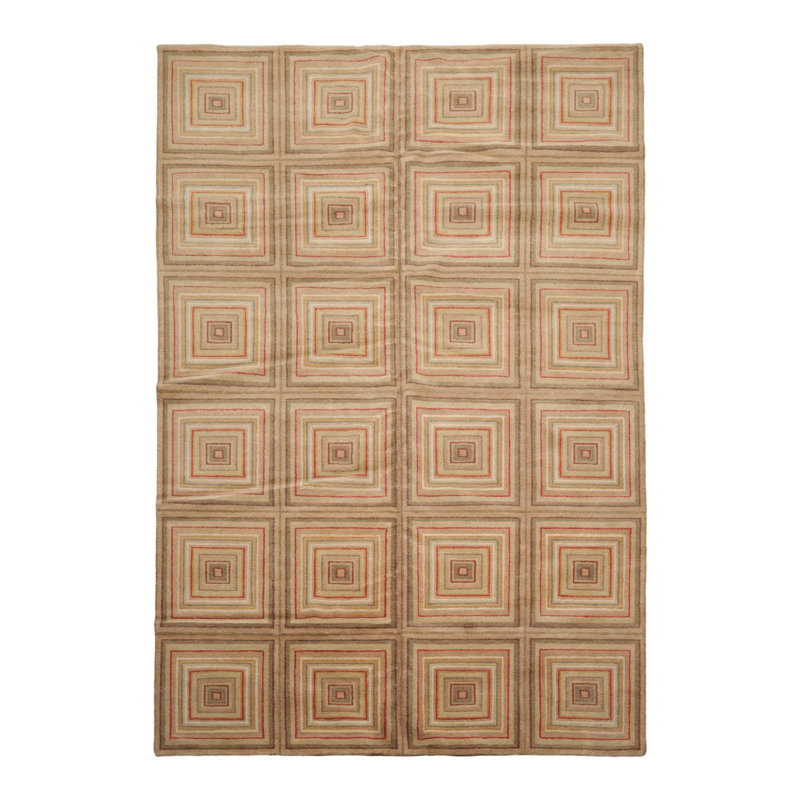 Tapis oriental beige en laine noué à la main 6 po x 8 po 9 po KPSI