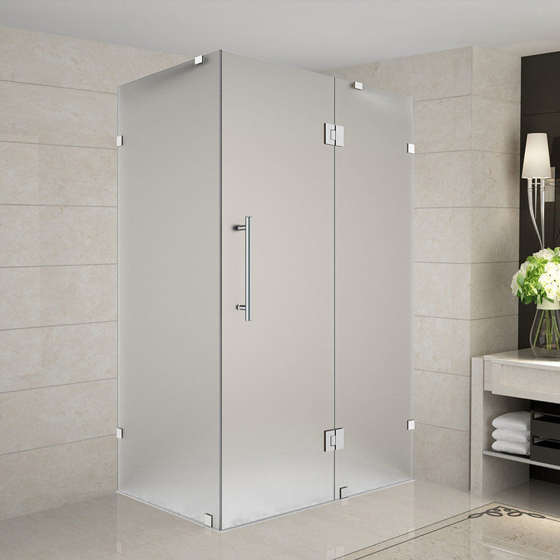 Avalux 36" x 72" Square Hinged Shower Enclosure, Brushed Stainless Steel