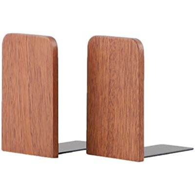 Serre-livres pour tablettes, serre-livres antidérapants, serre-livres en bois robuste pour livres et films (1 paire Sapele)