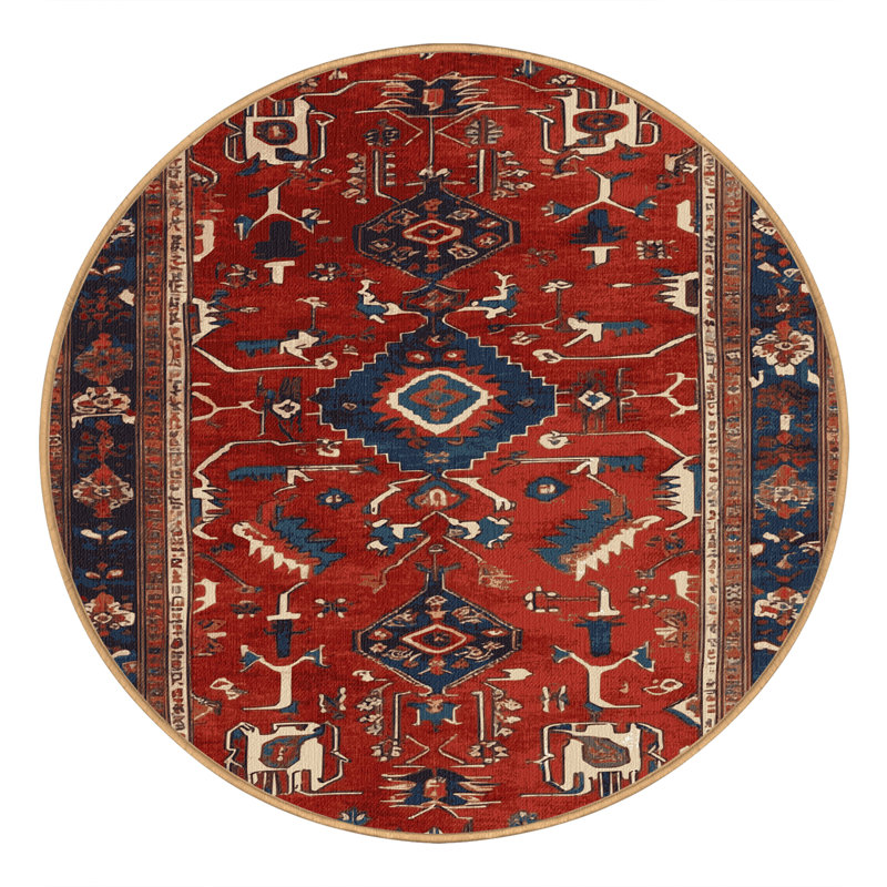 Tapis brun turc lavable à la machine, Rond 6 pi