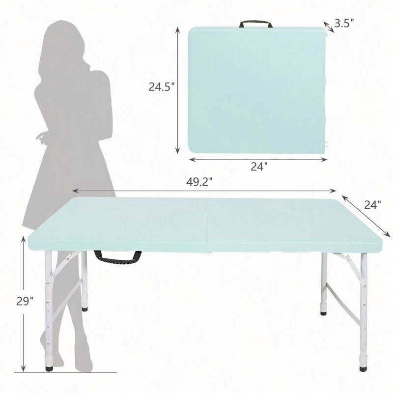 4Ft Portable Folding Table Indoor&Outdoor Maximum Weight 135KG Foldable Table For Camping, Blue