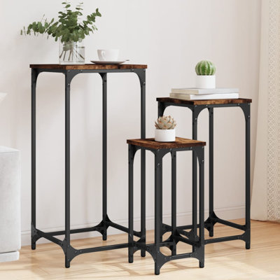 17 Stories Nesting Side Tables 3 Pcs Smoked Oak Engineered Wood
