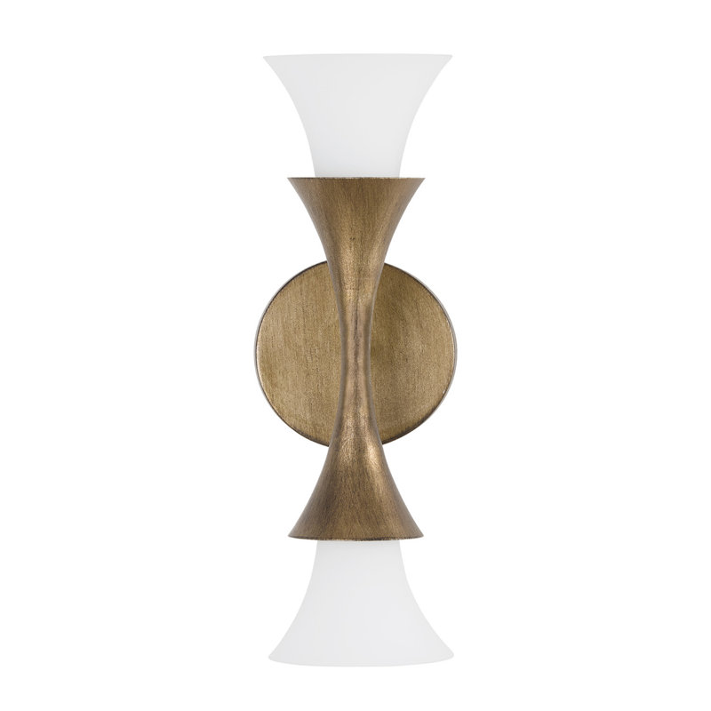 Applique murale 2 lumières l 5 po x H 15 po en verre blanc doux Mystic Luster