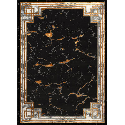 Monaco Series Abrstract Black/Gray/Ivory/Beige Area Rug