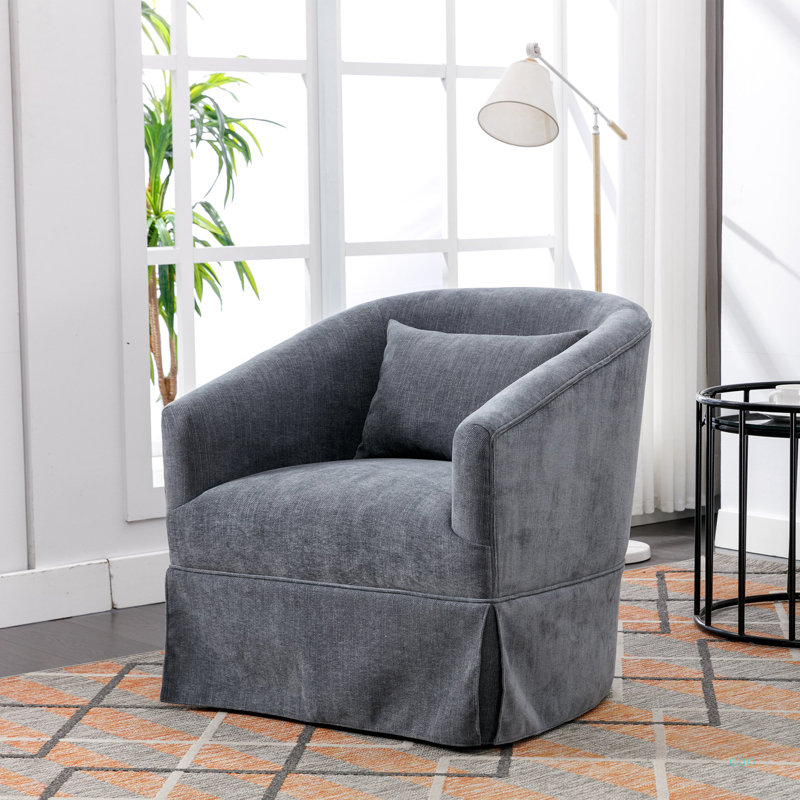 360-Degree Swivel Accent  Armchair Linen Blend, Grey