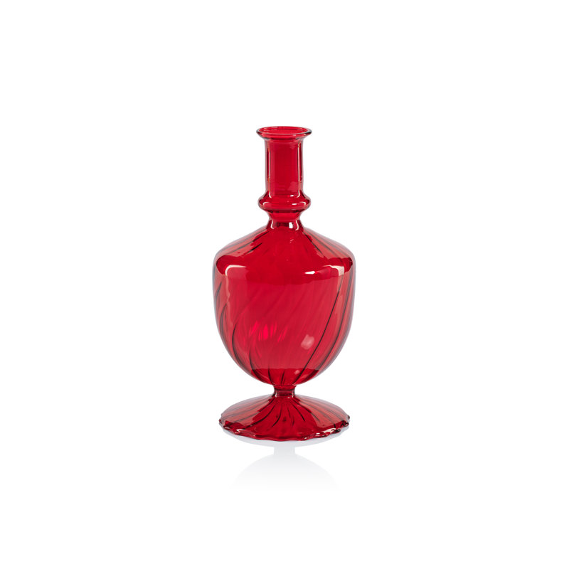Ensemble de 2 vases en verre à spirale Trinida, Rouge
