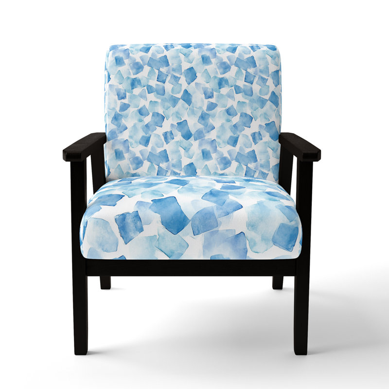 Chaise rembourrée Coastal - Fauteuil Blue Whisper, Accoudoirs carrés noirs