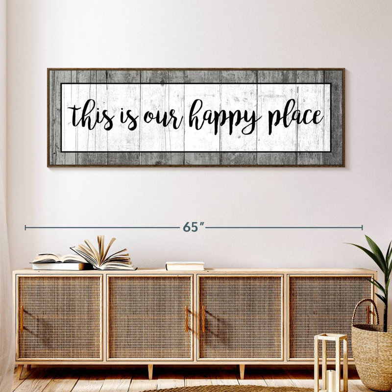 Plaque murale «This is our happy place», 57" X 19", Floating Frame Walnut