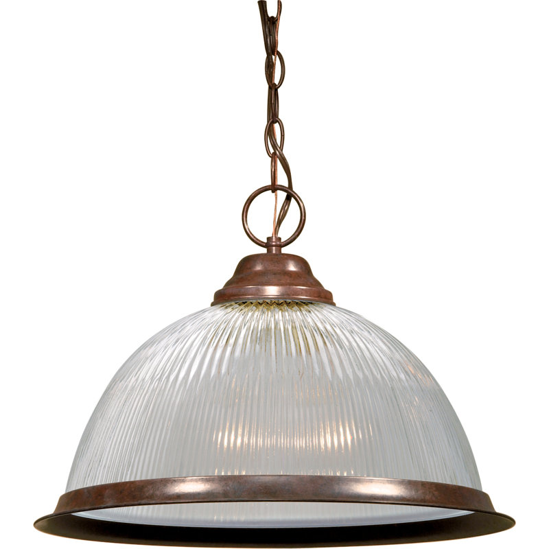Luminaire suspendu en forme de dôme à 1 lumière Dedham, Bronze vieilli