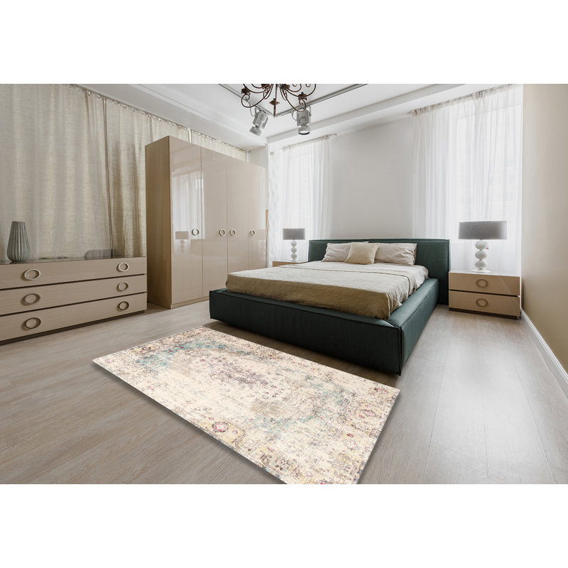Tapis bleu / beige Atsabe, Rectangle 6 pi x 9 pi