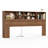 Modern Wood Bookcase Headboard with LED Lighting & Charging Station — Space-Saving Design for Queen & King Beds-1521460211-1521460209