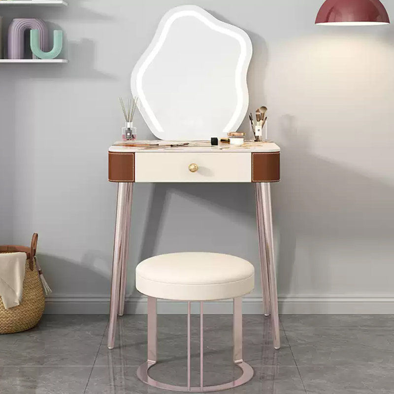Delicate rock panel dresser to hold makeup table