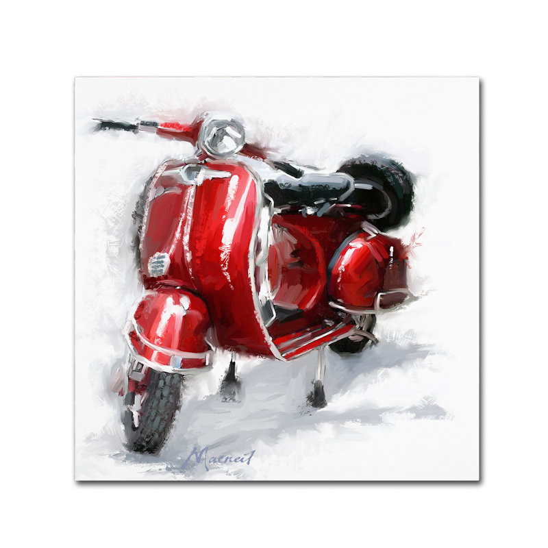 Armand «Red Scooter», reproduction sur toile, H 14 po x l 14 po x P 2 po