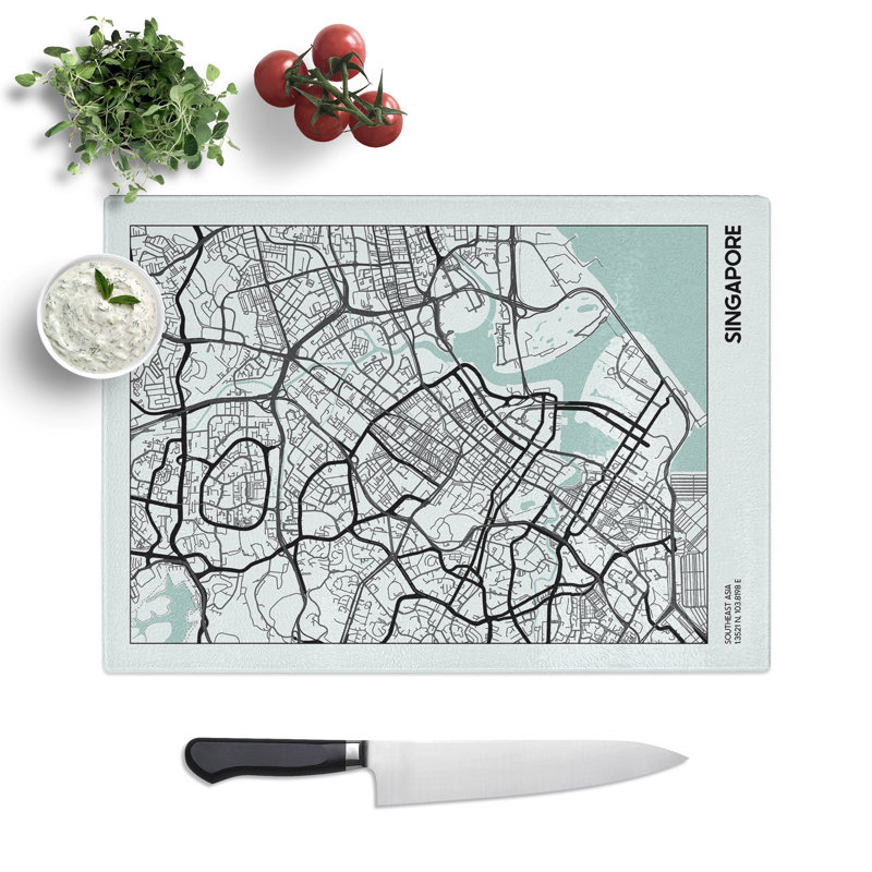 Map Singapore Asia Chopping Board, 20cm W x 28.5cm L