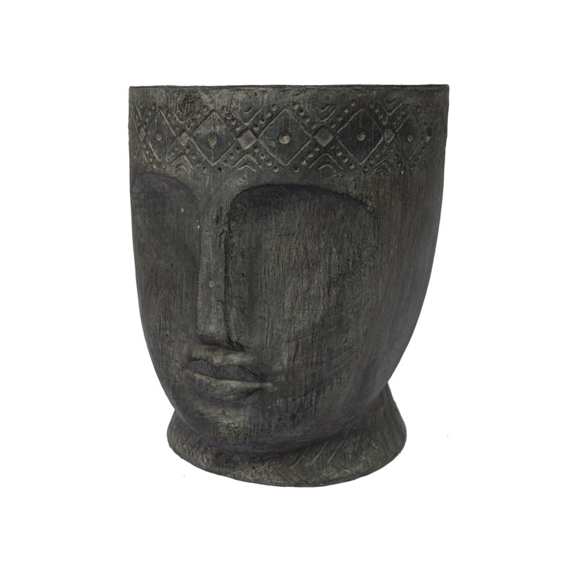 Set of 2 Carved Head Plant Pots