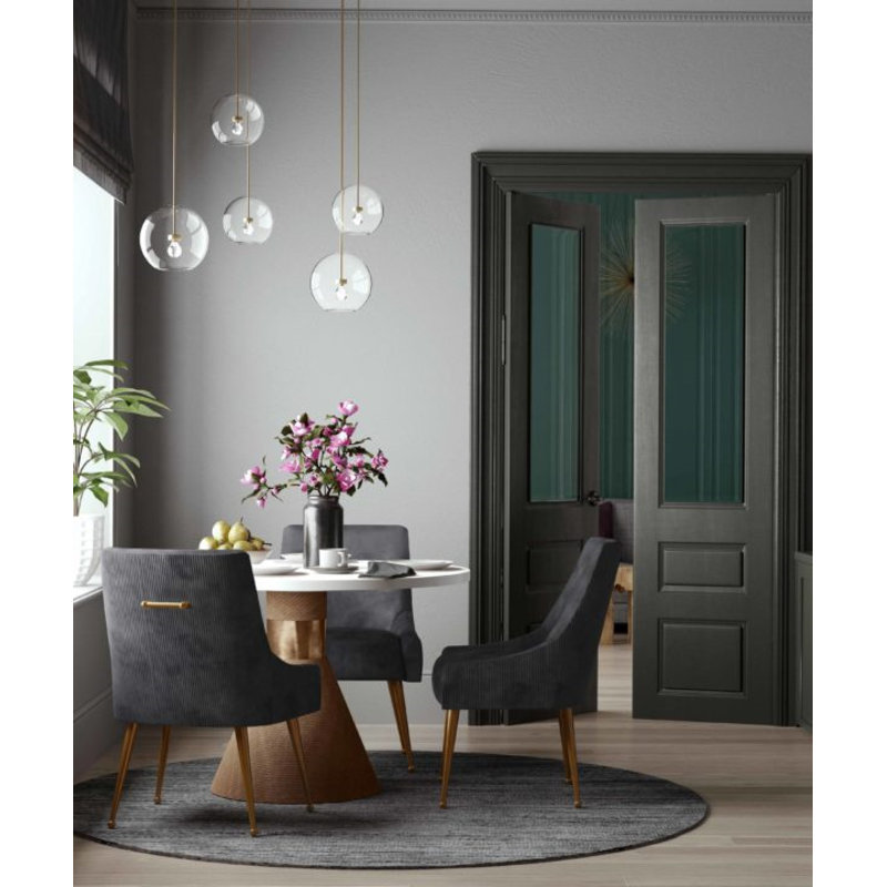 Chaise de salle à manger Grace avec revêtement en velours, 2, Noir