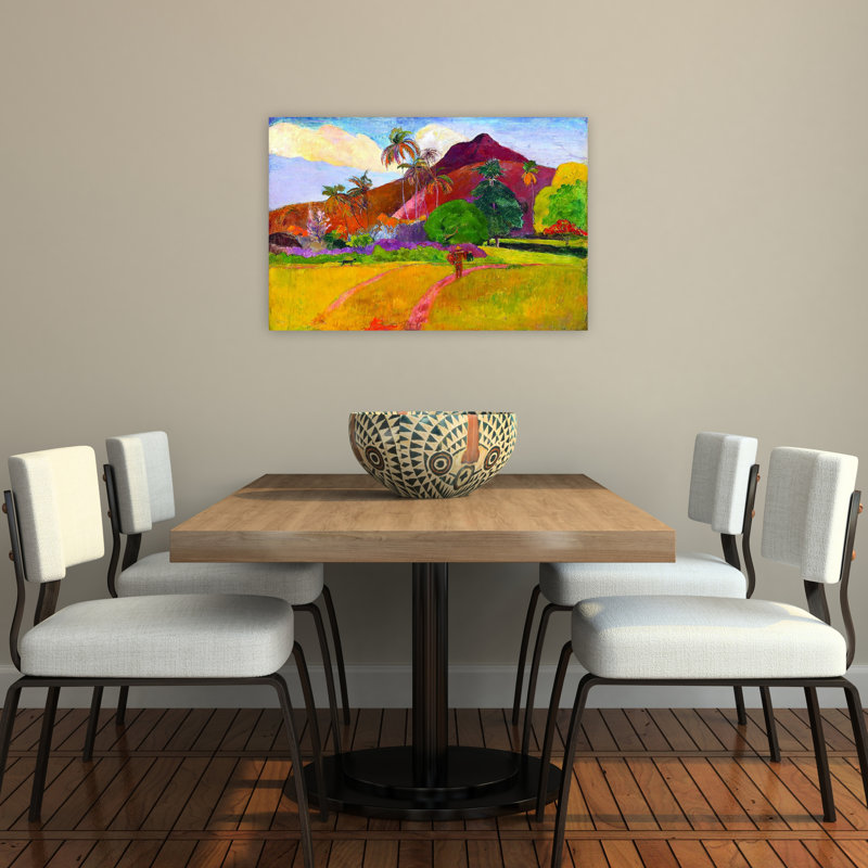 «Tahitian Landscape Classic Colorful Serene Palm Landscape Summer», impression murale, H 24 po x l 36 po