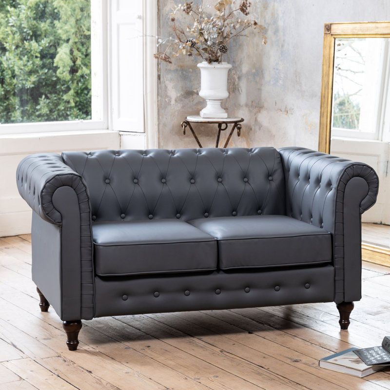 Marzano 2 Seater Faux Leather Sofa, Grey