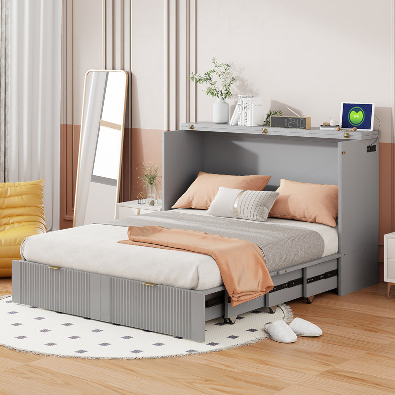 Lit pour chambre à coucher, gris, Complète