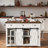 Farmhouse Kitchen Island With Storage, Sliding Barn Door & Metal Grid Side Door, Rolling Kitchen Island On 5 Wheels With Spice Rack, Glass Holders,island Table With Drop Leaf For Kitchen, White-1670335480