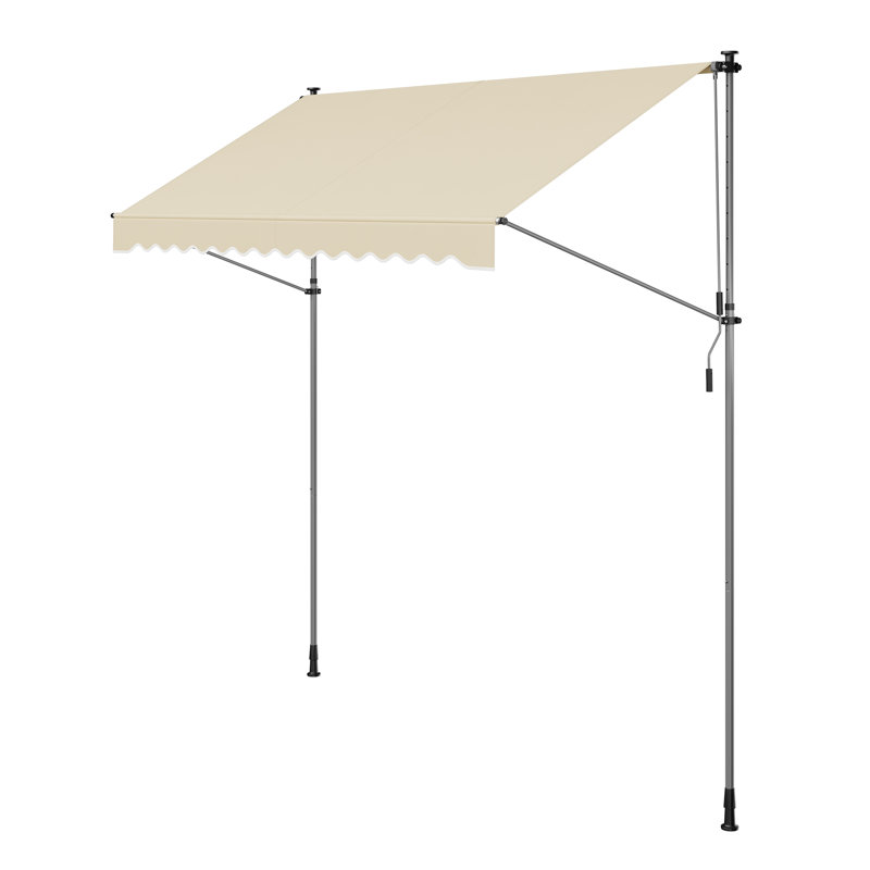 Dakota Fields 120cm W x 300cm D Polyester Cover Retractable Patio Awning, Beige