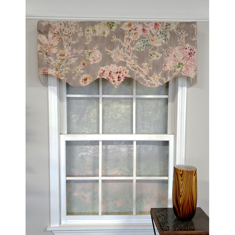 Monte Floral Pointed 50'' W Window Valance Gray