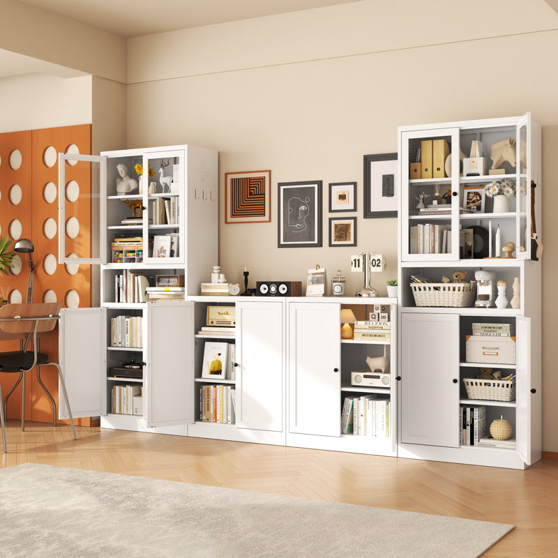  Garde-manger en métal 4 pièces avec tablettes réglables et sécurité anti-basculement pour la cuisine et le salon.