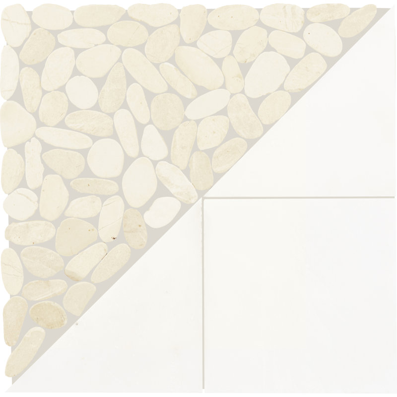Daltile Pebble Oasis Natural Stone Art Deco Pebble Mosaic 11" x 11" (11 PC per Carton) (10.78 SQFT per Carton), Icicle
