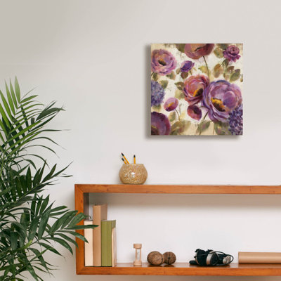 «Epic Graffiti» «Blue and Purple Flower Song 2» par Silvia Vassileva, art mural sur toile, 12 po x 12 po