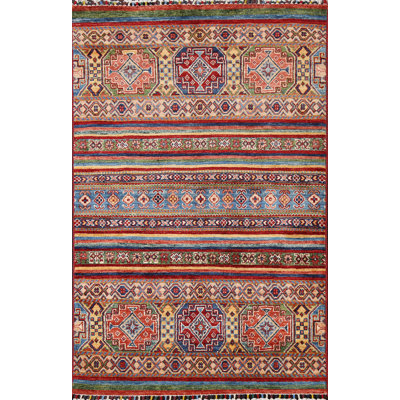 Vegetable Dye Kazak Handmade Rug 3x5