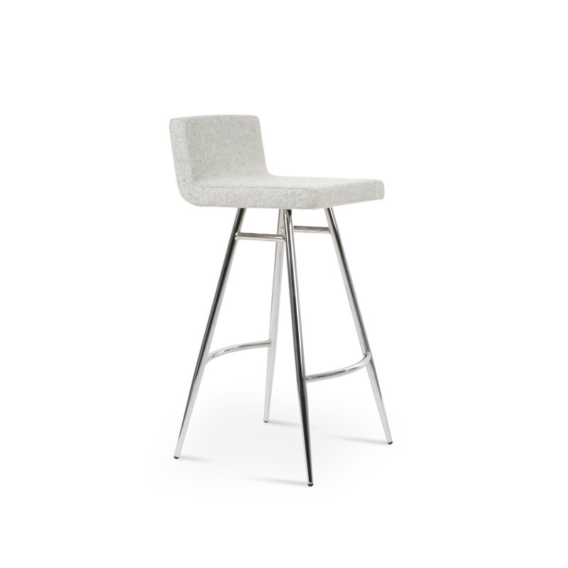 Tabouret de bar et de comptoir Dallas Galata, Tabouret de bar (siège d'une hauteur de 31 po), Laine argentée, Chrome