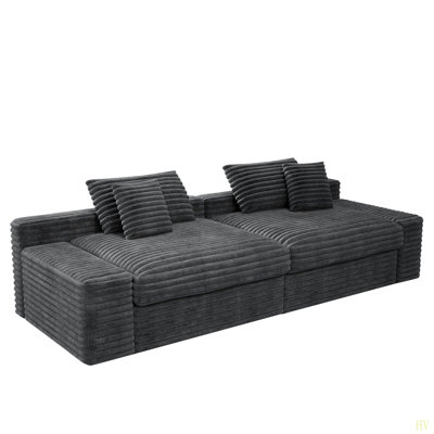 Canapé modulaire 118,1 * 47,2 po, canapé modulaire rembourré pour salon, chambre à coucher, appartement, sans assemblage requis, combinaison libre de 2 pièces, tissu en velours côtelé moelleux