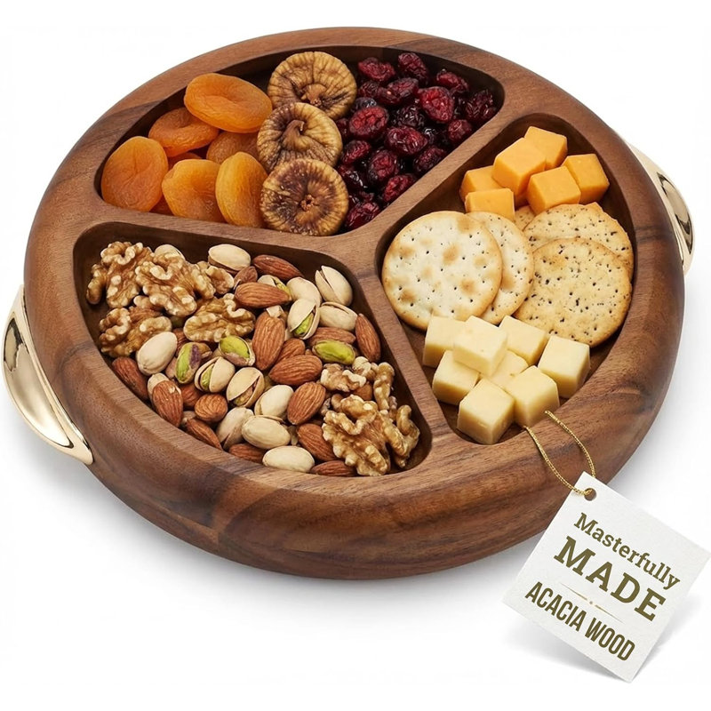 Multi-Purpose Serving Tray – Acacia Wood Round Decorative Tray